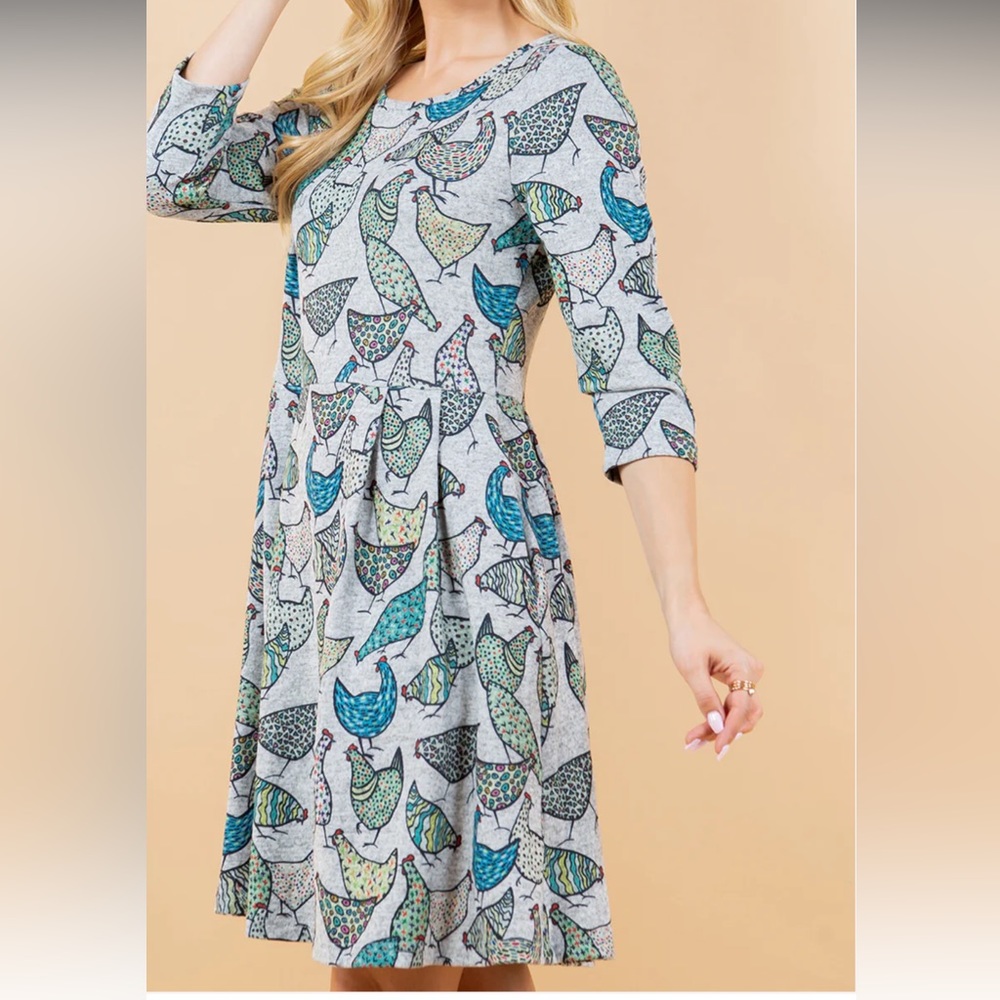 Cute Chicken Print Dress - Picture 2 of 6